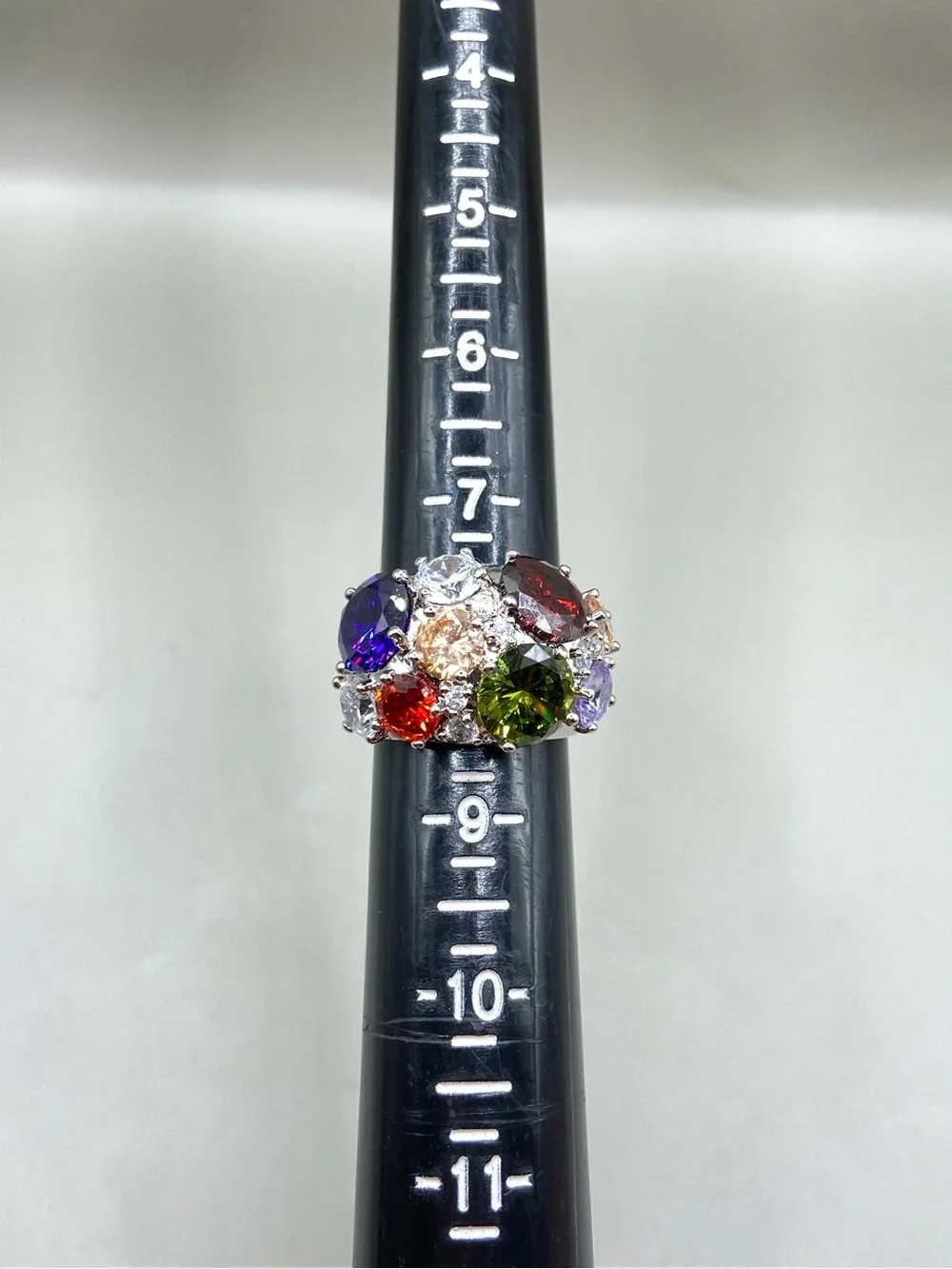 Vintage Natalia V Collister NVC Silver Tone Multicolor Gemstone Ring